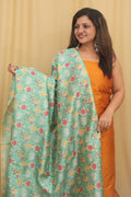 Yellow Plain Silk Suit With Digital Printed Patola Design Tussar Silk Dupatta - Luxurion World
