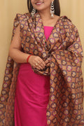 Pink Plain Silk Suit With Digital Printed Patola Design Tussar Silk Dupatta - Luxurion World