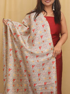 Maroon Plain Silk Suit With Digital Printed Patola Design Tussar Silk Dupatta - Luxurion World