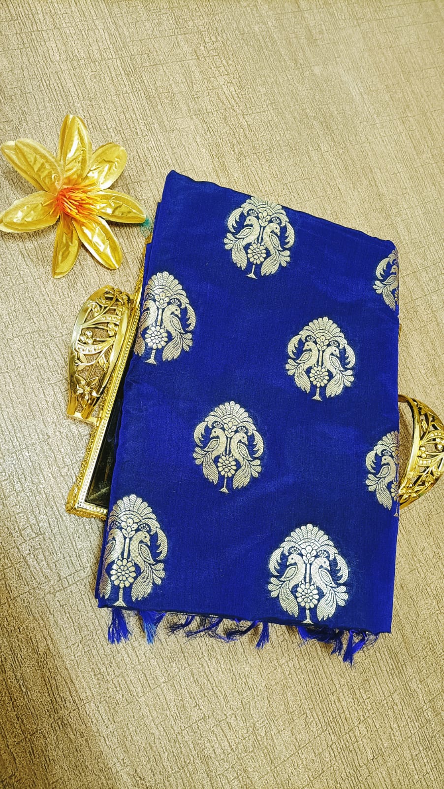Blue Handloom Banarasi Silk Figure Design Dupatta - Luxurion World