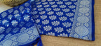 Blue Handloom Banarasi Silk Silver Zari Dupatta - Luxurion World