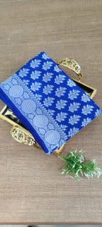 Blue Handloom Banarasi Silk Silver Zari Dupatta - Luxurion World