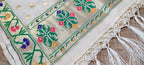Off White Handloom Banarasi Silk Paithani Design Dupatta - Luxurion World