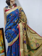 Blue Pen Kalamkari Work Cotton Saree - Luxurion World