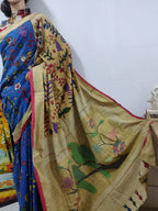 Blue Pen Kalamkari Work Cotton Saree - Luxurion World