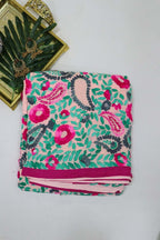 Pink Hand Embroidered Phulkari Georgette Saree - Luxurion World