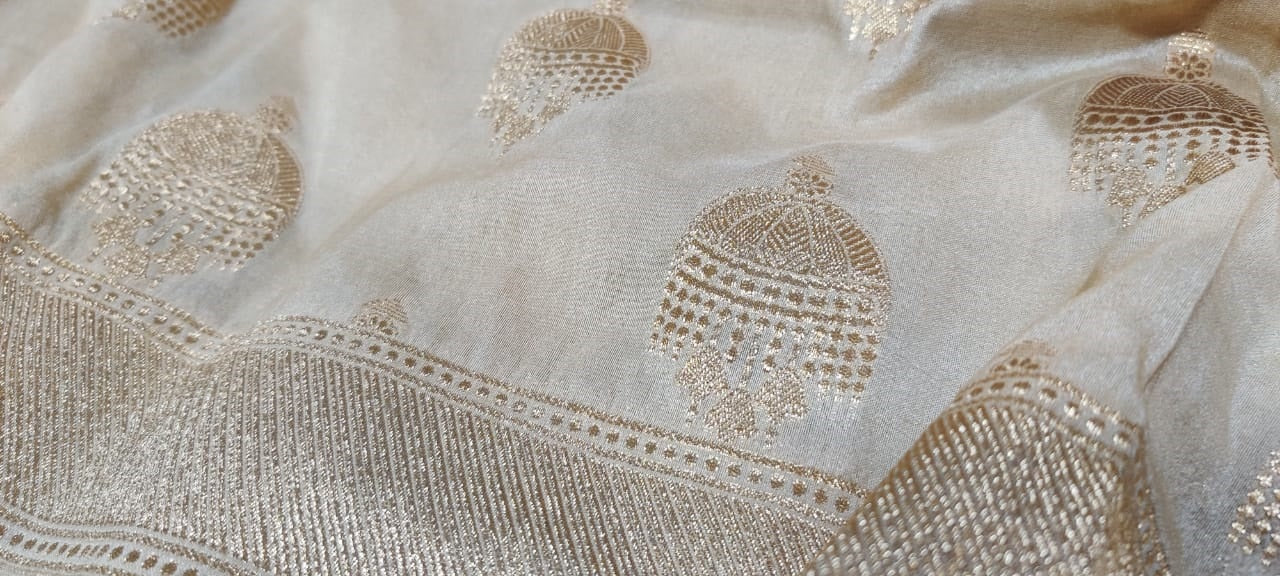 Pastel Handloom Banarasi Silk Jhumka Design Dupatta - Luxurion World