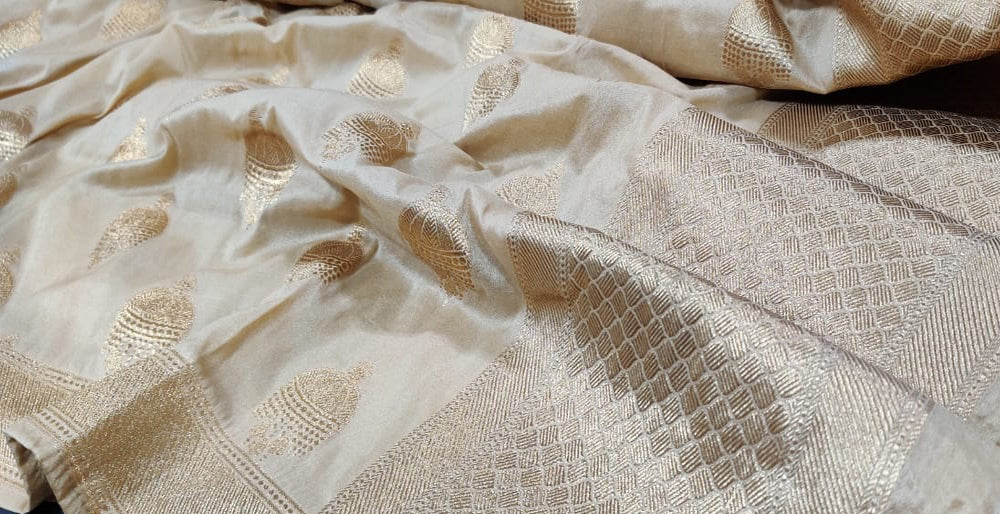 Pastel Handloom Banarasi Silk Jhumka Design Dupatta - Luxurion World
