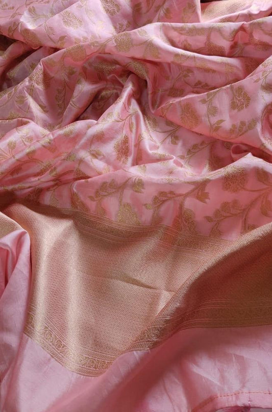 Pink Handloom Banarasi Chiniya Silk Dupatta - Luxurion World
