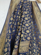 Blue Banarasi Silk Dupatta - Luxurion World