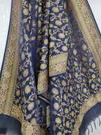 Blue Banarasi Silk Dupatta - Luxurion World