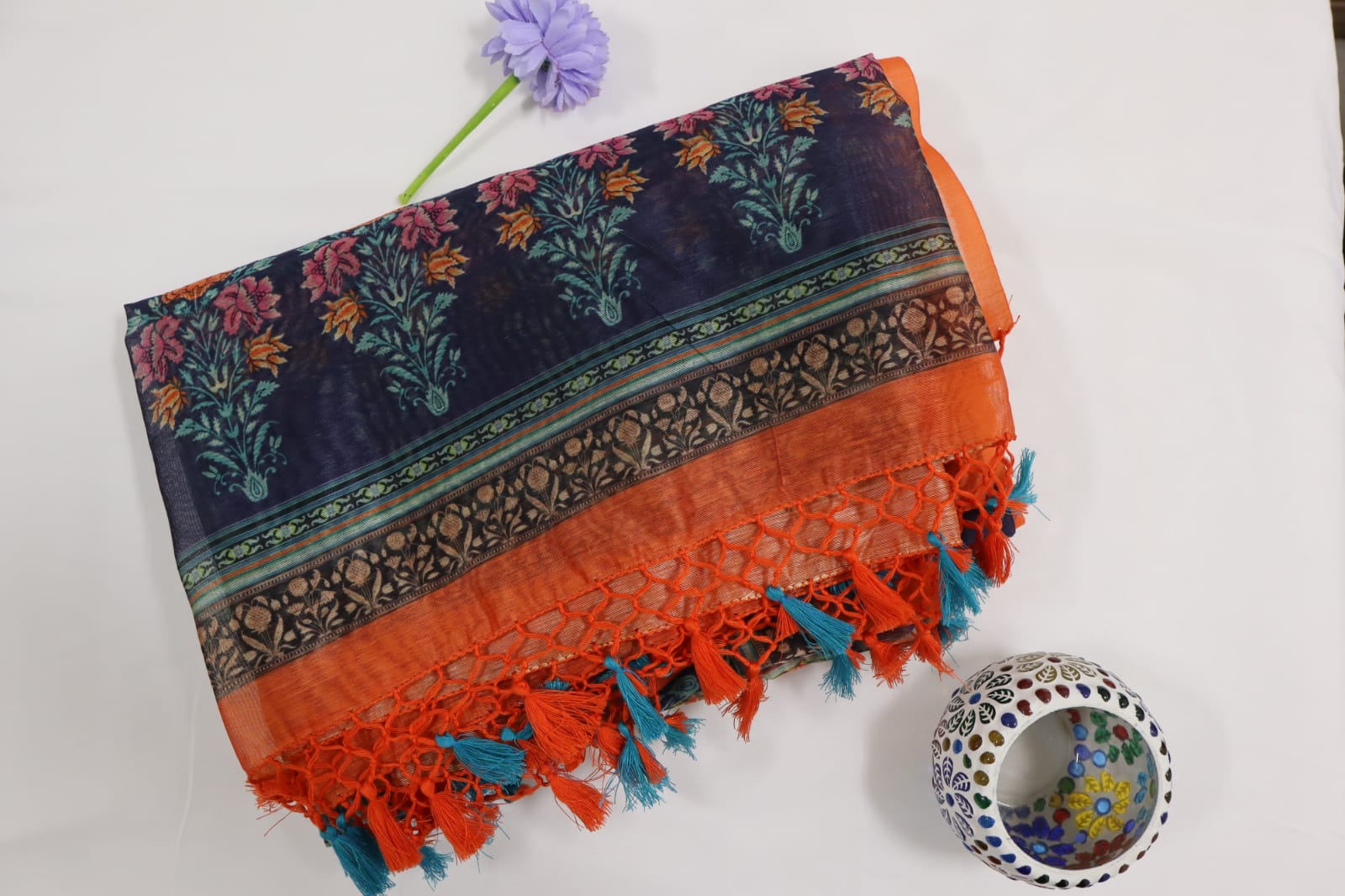 Multicolor Digital Printed Chanderi Silk Dupatta - Luxurion World