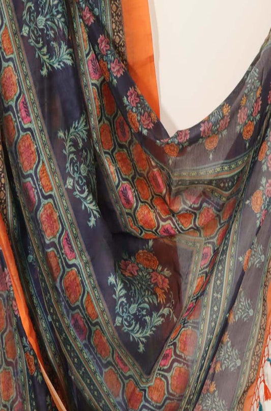 Multicolor Digital Printed Chanderi Silk Dupatta - Luxurion World