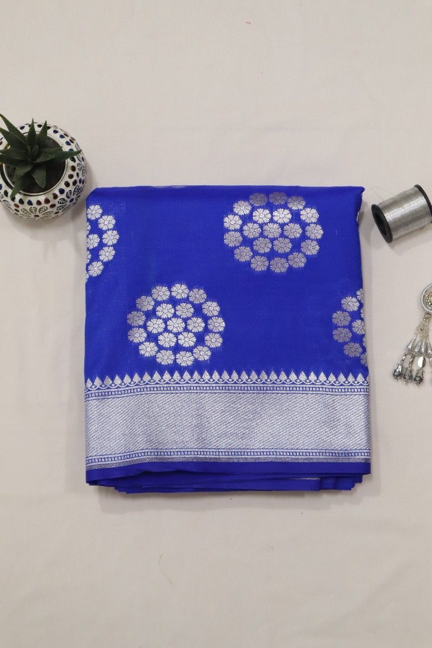 Blue Handloom Banarasi Silk Saree