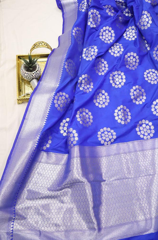 Blue Handloom Banarasi Silk Saree - Luxurion World