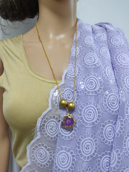 Purple Embroidered Trendy Georgette Saree - Luxurion World