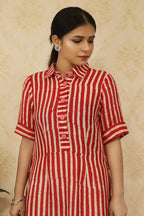 Red and White Batik Silk Maxi Dress - Luxurion World