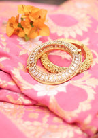 Pink Handloom Banarasi Pure Georgette Dupatta - Luxurion World