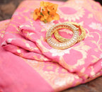 Pink Handloom Banarasi Pure Georgette Dupatta - Luxurion World