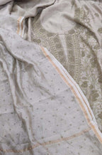Pastel Embroidered Chikankari Chanderi Silk Two Piece Unstitched Suit Set - Luxurion World
