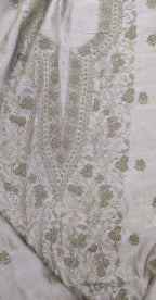 Pastel Embroidered Chikankari Chanderi Silk Two Piece Unstitched Suit Set - Luxurion World