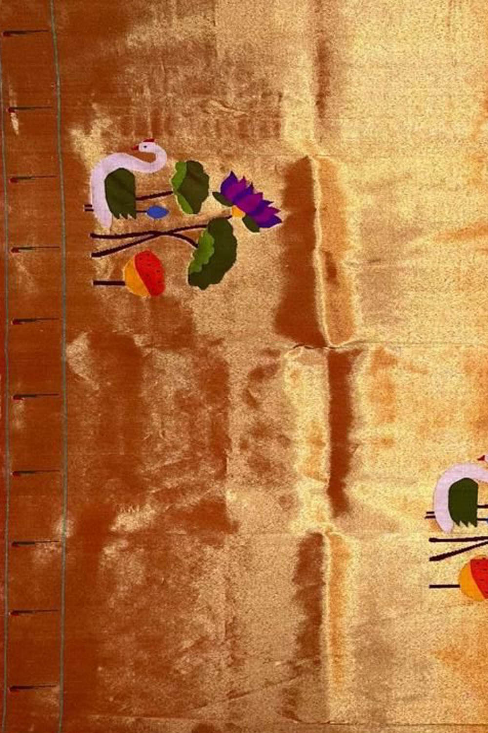 Golden Paithani Handloom Silk Brocade Blouse Fabric - Luxurion World