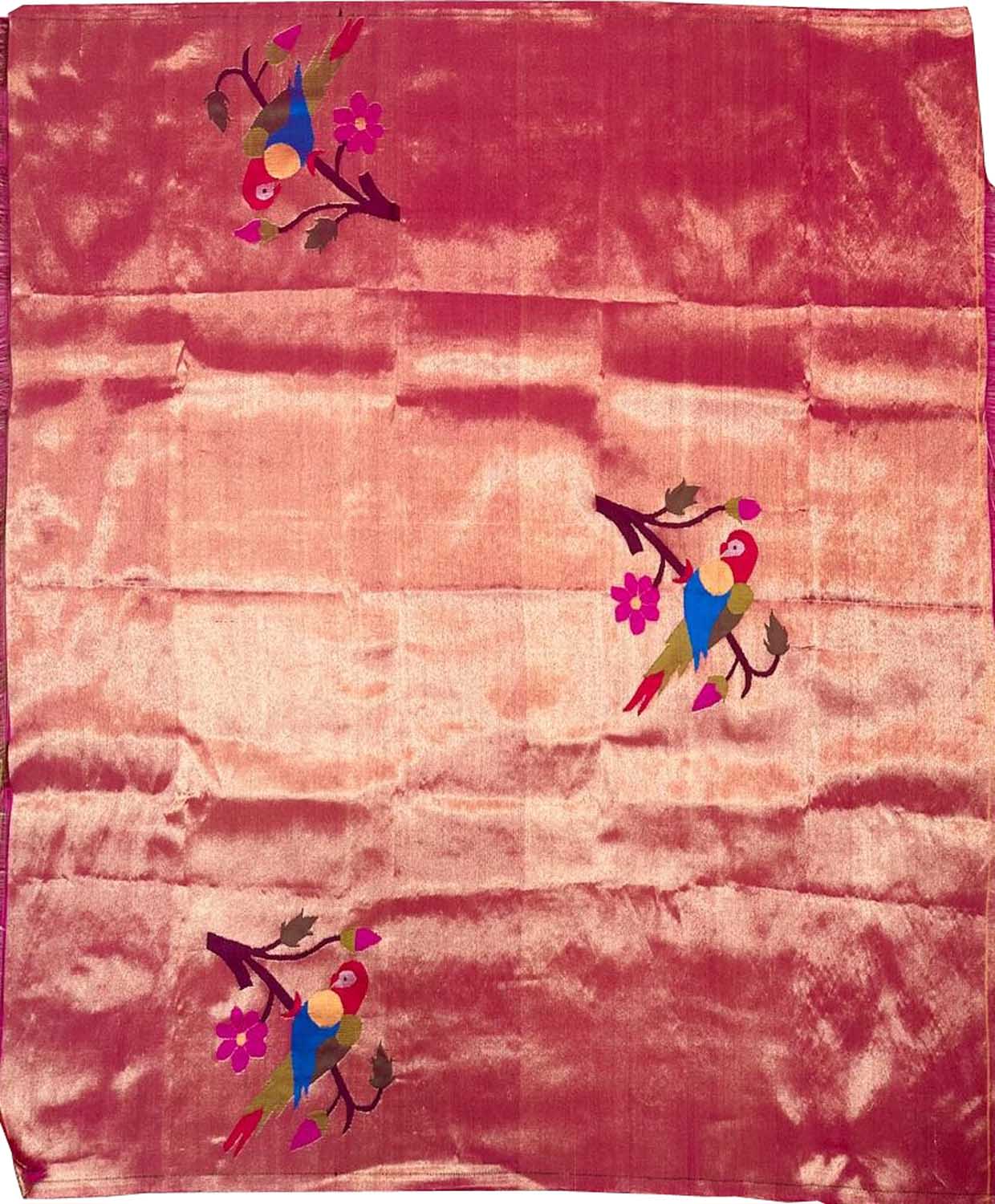 Exquisite Pink Paithani Handloom Silk Brocade Blouse Fabric - Luxurion World