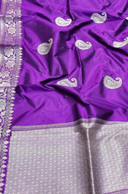 Purple Handloom Banarasi Pure Silk Dupatta - Luxurion World