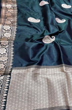 Blue Handloom Banarasi Pure Silk Dupatta - Luxurion World