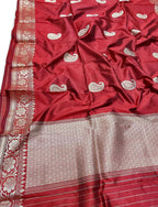 Maroon Handloom Banarasi Pure Silk Dupatta - Luxurion World