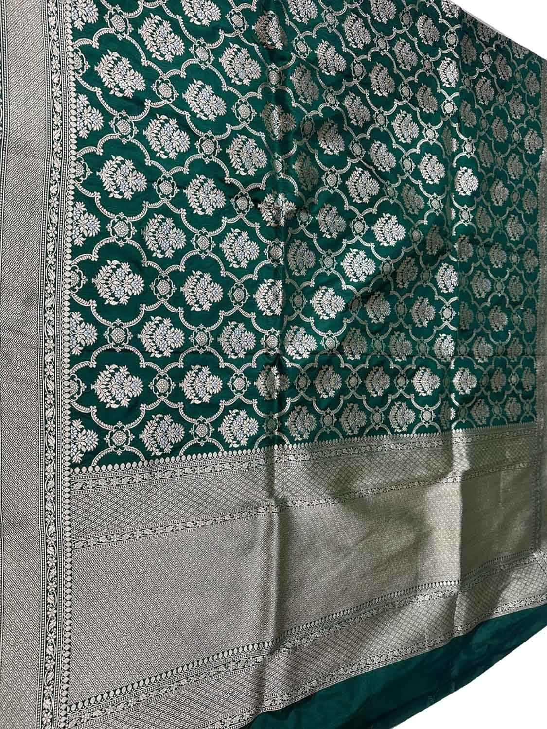 Green Handloom Banarasi Pure Katan Silk Dupatta - Luxurion World