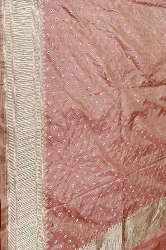 Pink Handloom Banarasi Pure Katan Silk Dupatta - Luxurion World