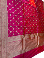 Pink Handloom Banarasi Pure Katan Silk Dupatta - Luxurion World
