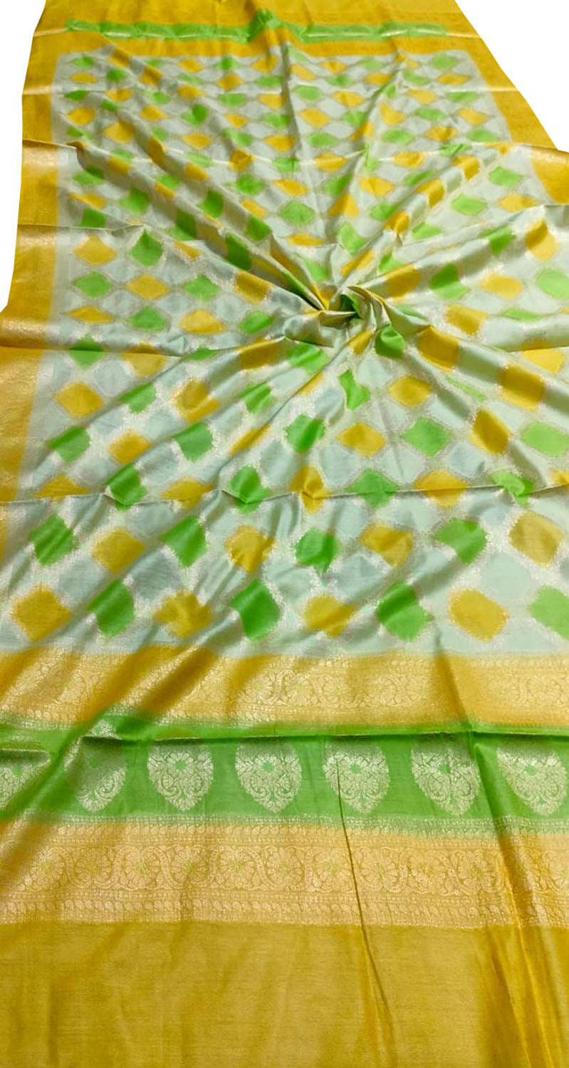 Vibrant Brush Dyed Cotton Silk Dupatta: Multicolor Banarasi Elegance - Luxurion World