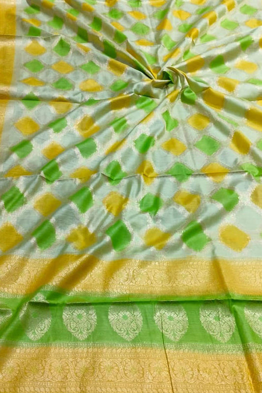 Vibrant Brush Dyed Cotton Silk Dupatta: Multicolor Banarasi Elegance - Luxurion World