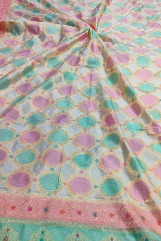 Vibrant Banarasi Brush Dyed Cotton Silk Dupatta: A Multicolor Masterpiece