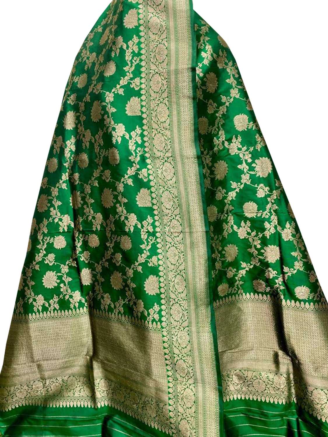 Green Handloom Banarasi Pure Katan Silk Dupatta - Luxurion World