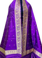 Purple Handloom Banarasi Pure Katan Silk Dupatta - Luxurion World