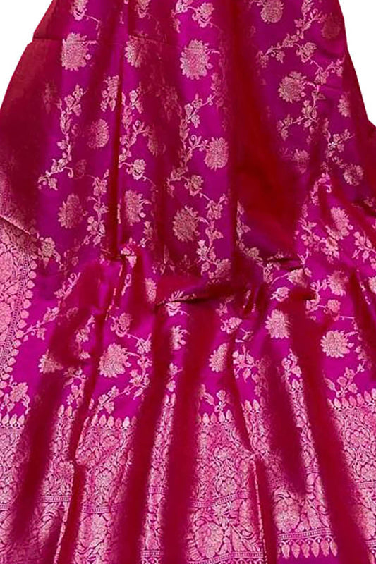 Pink Banarasi Handloom Pure Katan Silk Dupatta - Luxurion World