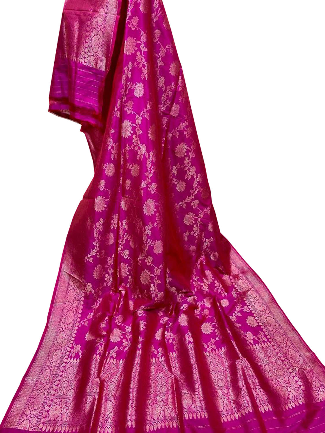 Pink Banarasi Handloom Pure Katan Silk Dupatta - Luxurion World