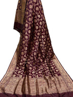 Maroon Banarasi Handloom Pure Katan Silk Dupatta - Luxurion World