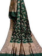 Green Banarasi Handloom Pure Katan Silk Dupatta - Luxurion World