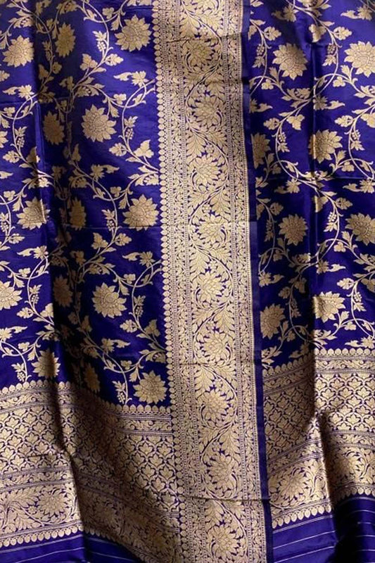 Elegant Purple Banarasi Handloom Pure Katan Silk Dupatta