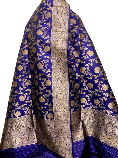 Elegant Purple Banarasi Handloom Pure Katan Silk Dupatta - Luxurion World