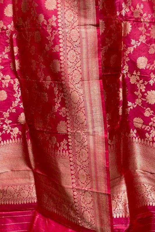 Elegant Pink Banarasi Handloom Pure Katan Silk Dupatta