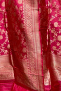 Elegant Pink Banarasi Handloom Pure Katan Silk Dupatta - Luxurion World