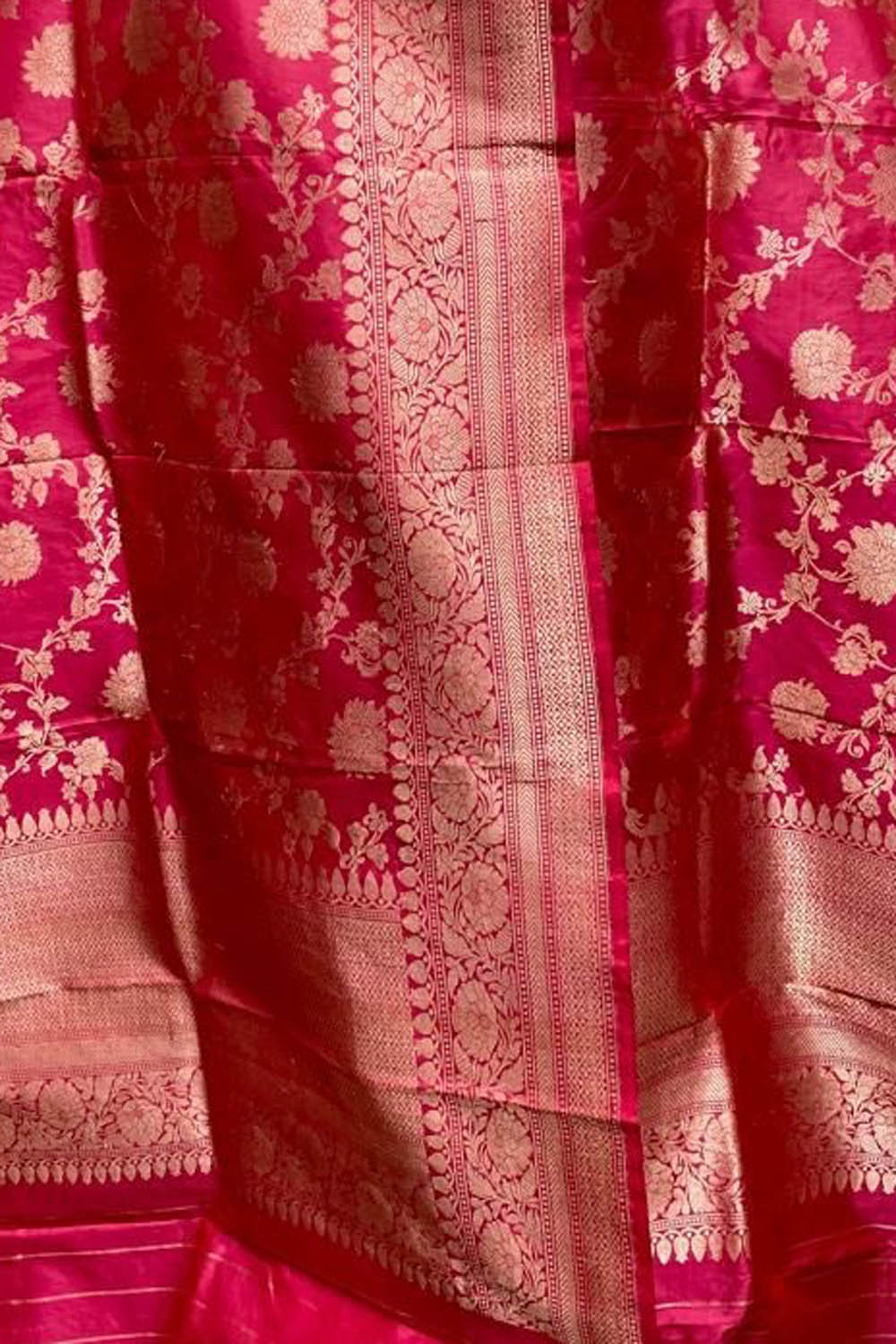 Elegant Pink Banarasi Handloom Pure Katan Silk Dupatta - Luxurion World