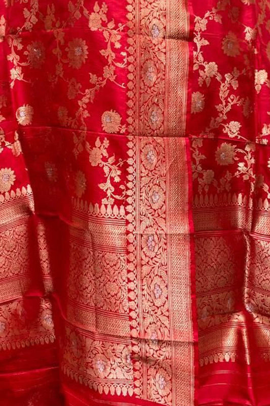 Elegant Pink Banarasi Handloom Pure Katan Silk Dupatta