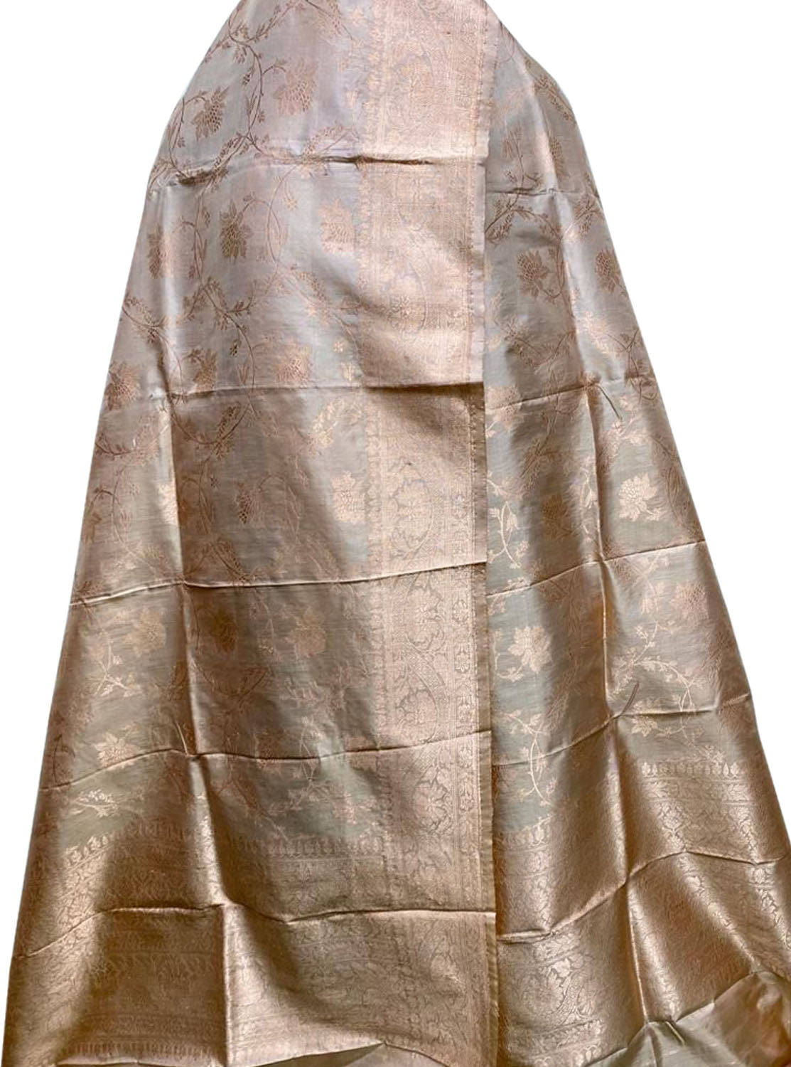 Elegant Pastel Banarasi Handloom Pure Katan Silk Dupatta - Luxurion World