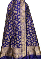 Exquisite Blue Banarasi Handloom Pure Katan Silk Dupatta - Luxurion World